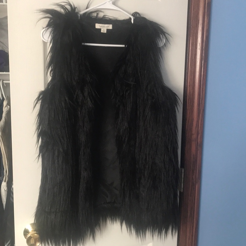 Francesca’s Black Faux Fur vest